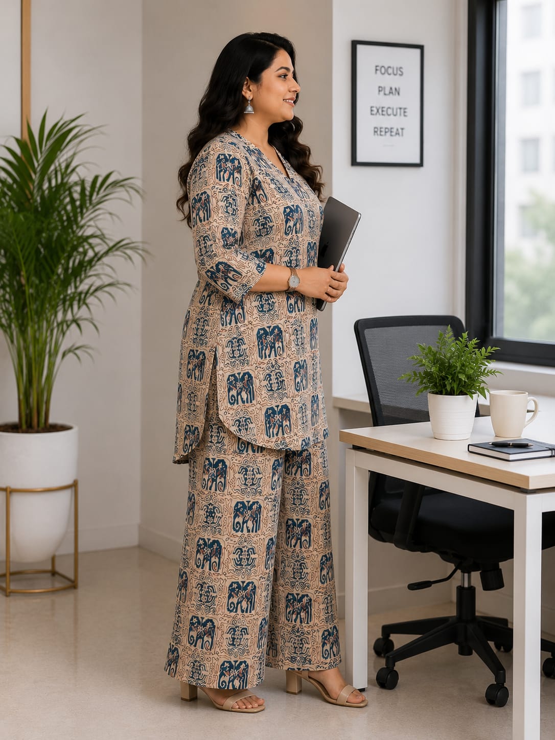 Ajrakh V-Neck Co-Ord set