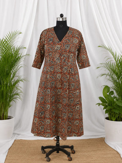 Kalamkari Angrakha Dress