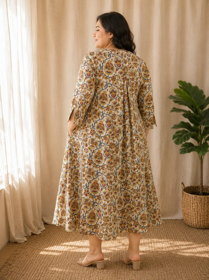 Kalamkari V-Neck Dress