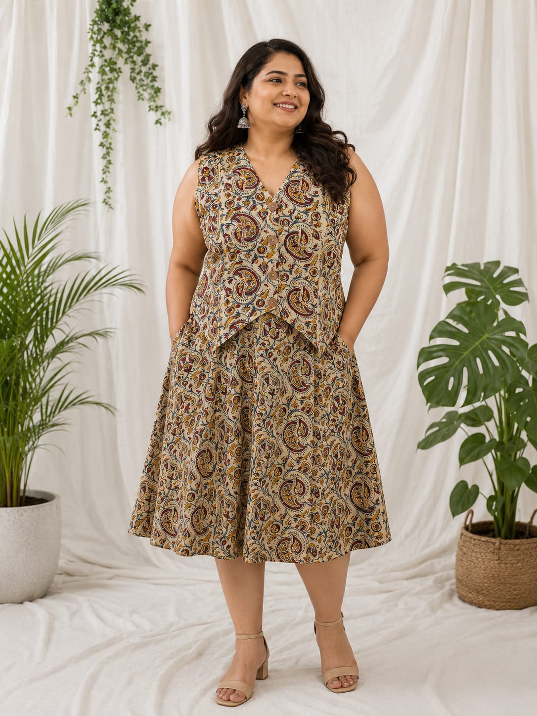 Kalamkari Vest & Skirt Set