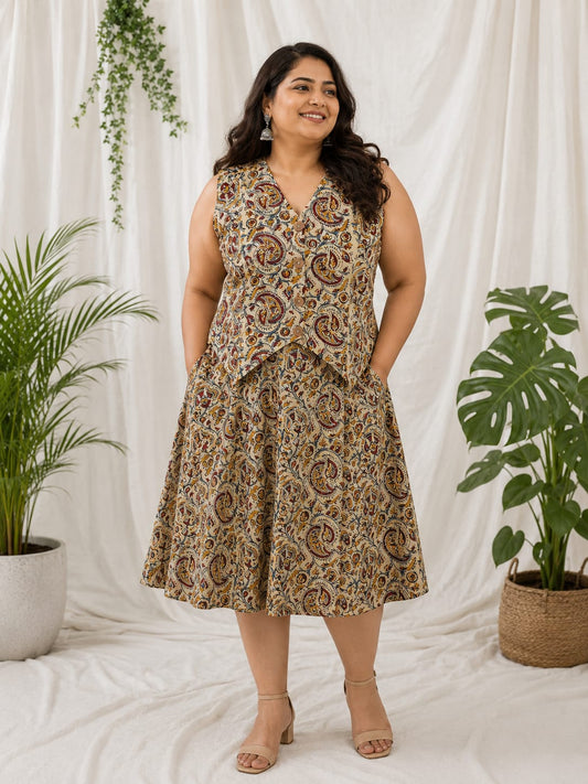 Kalamkari Vest & Skirt Set