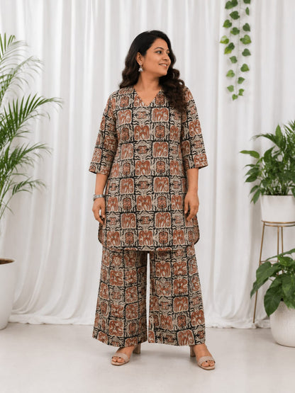 Ajrakh V-Neck  Co-Ord Set