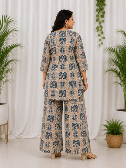 Ajrakh V-Neck Co-Ord set