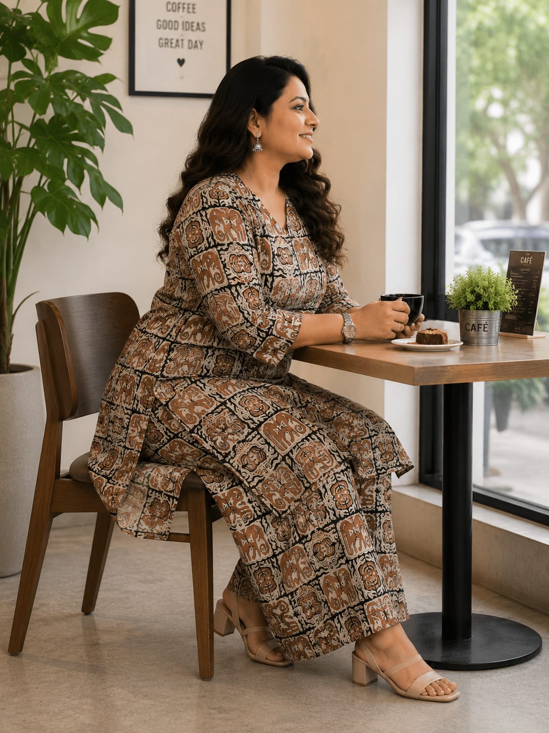 Ajrakh V-Neck  Co-Ord Set